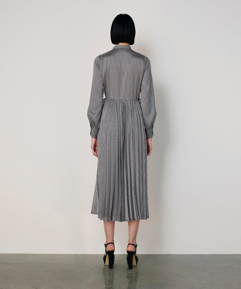 Machka Patterned Dress With Tie Neck Black