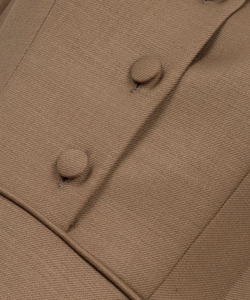 Machka Shirt-Collar Wool Dress Dark Beige