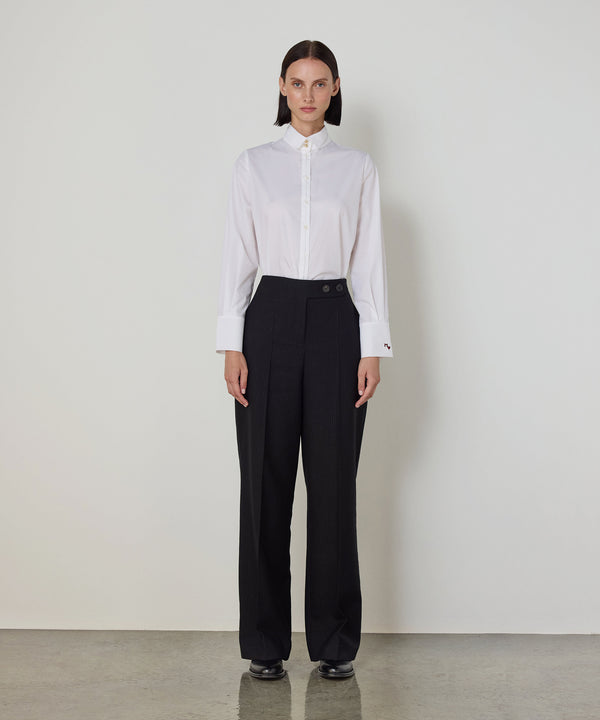 Machka Button-Detail Wool Trousers Black