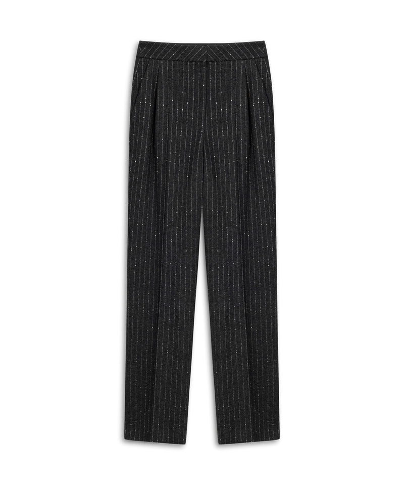 Machka Straight-Fit Trousers With Metallic Threads Anthracite