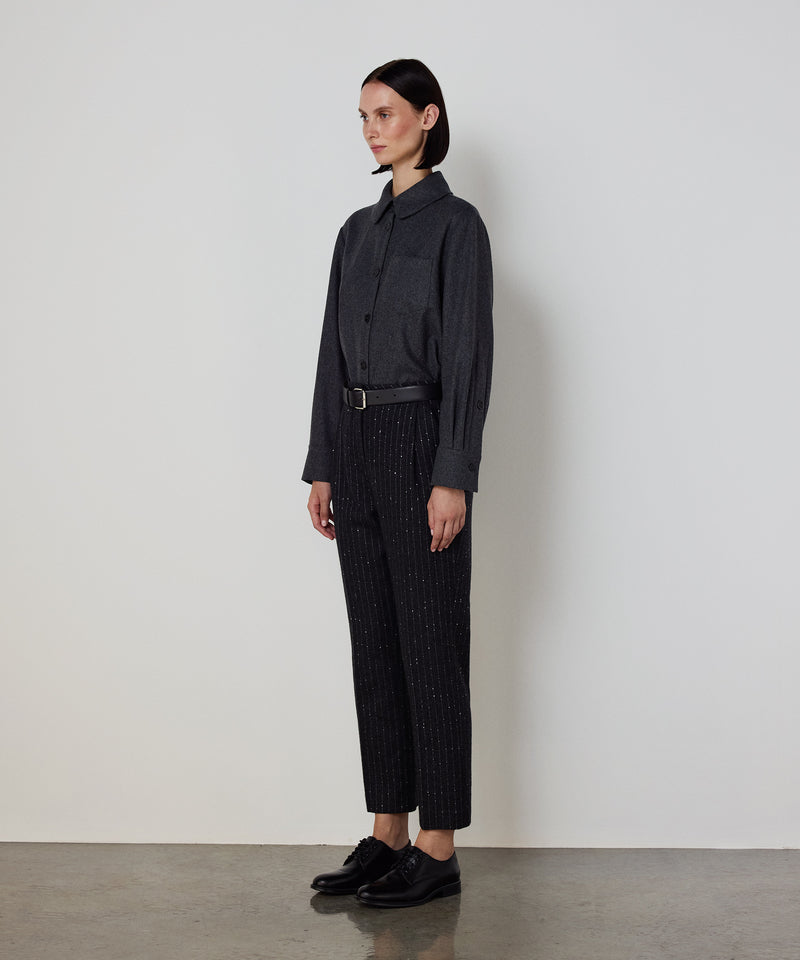 Machka Straight-Fit Trousers With Metallic Threads Anthracite