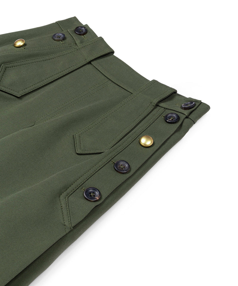 Machka Mixed-Button A-Line Skirt Dark Green