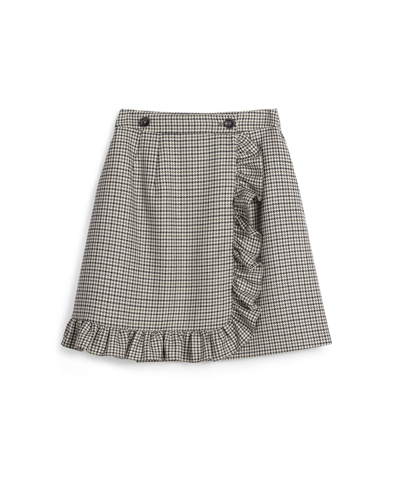 Machka Wool Houndstooth Pattern Skirt Green