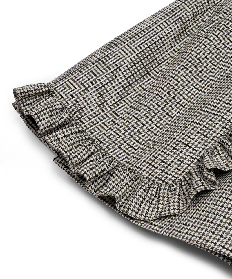 Machka Wool Houndstooth Pattern Skirt Green