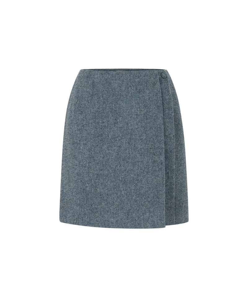 Machka Wool Skirt With Asymmetric Pleat Blue