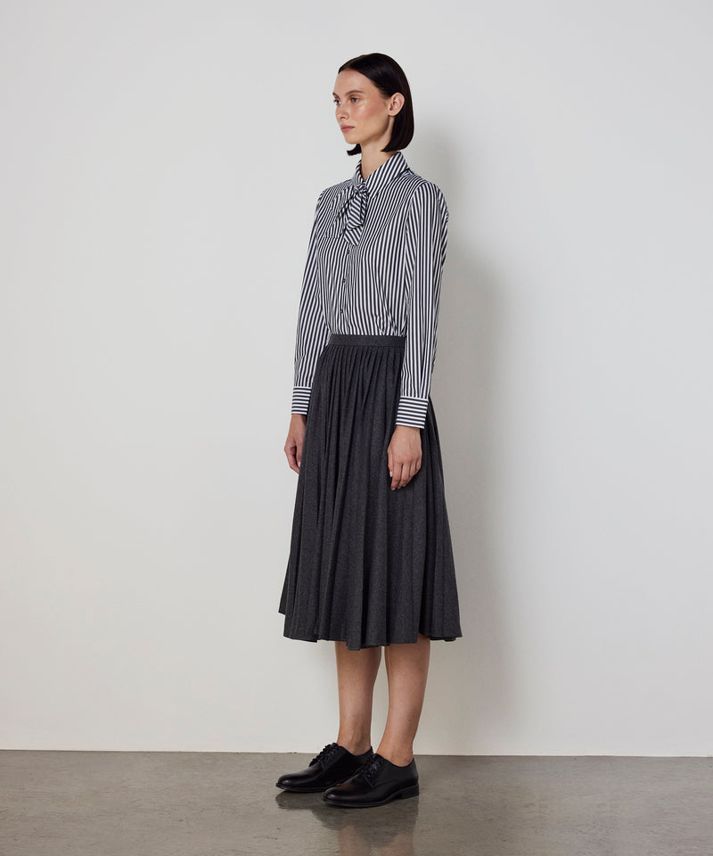 Machka Pleated Flannel Skirt Grey Melange