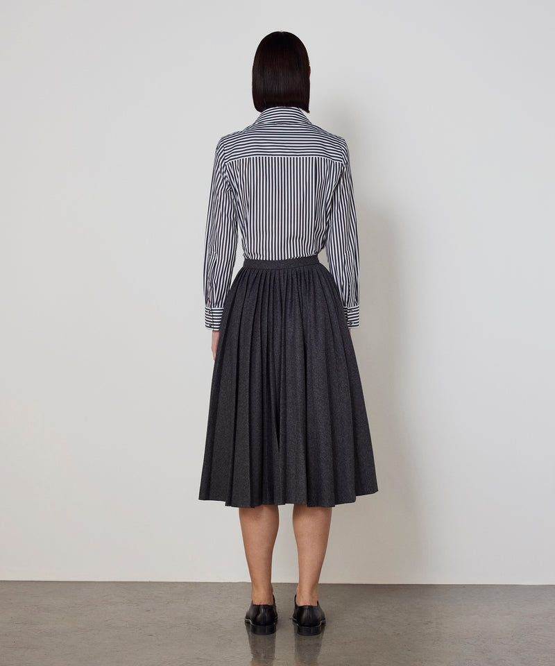 Machka Pleated Flannel Skirt Grey Melange