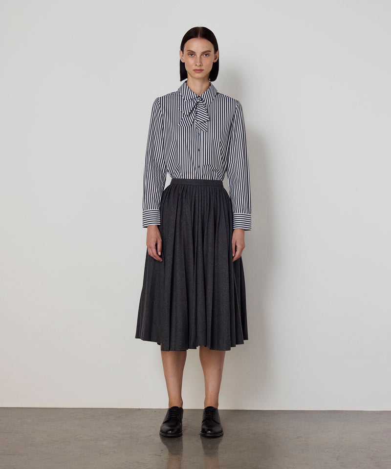 Machka Pleated Flannel Skirt Grey Melange