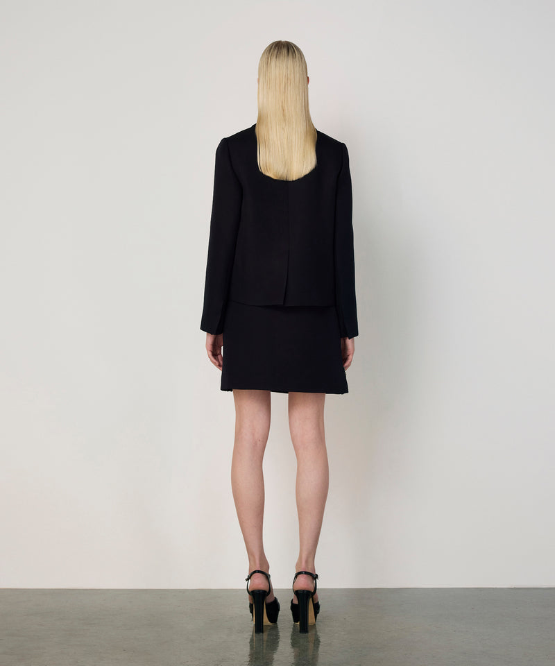 Machka Crystal-Button Double-Breasted Blazer Black