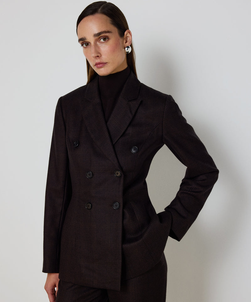 Machka Double-Breasted Blazer With Button Accessories Dark Brown