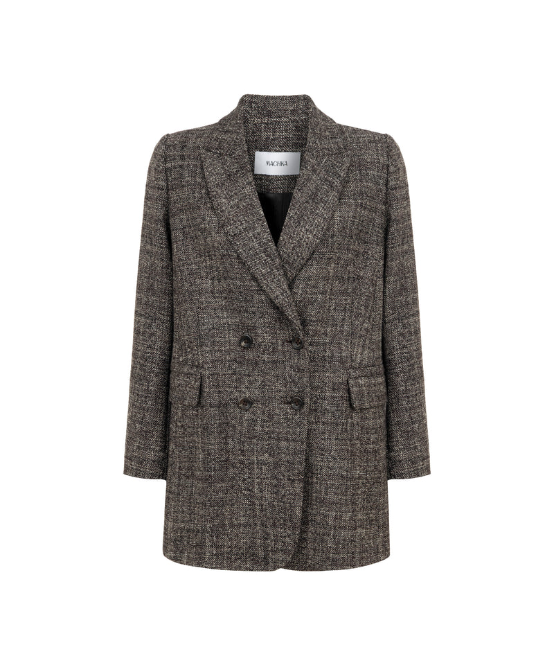 Machka Belted Wool Blazer Dark Brown