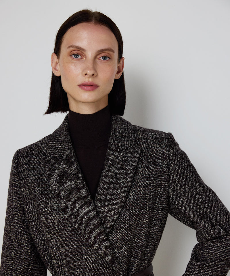 Machka Belted Wool Blazer Dark Brown