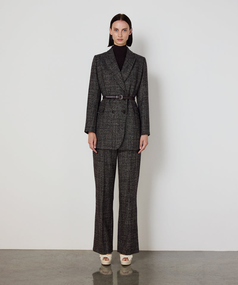 Machka Belted Wool Blazer Dark Brown