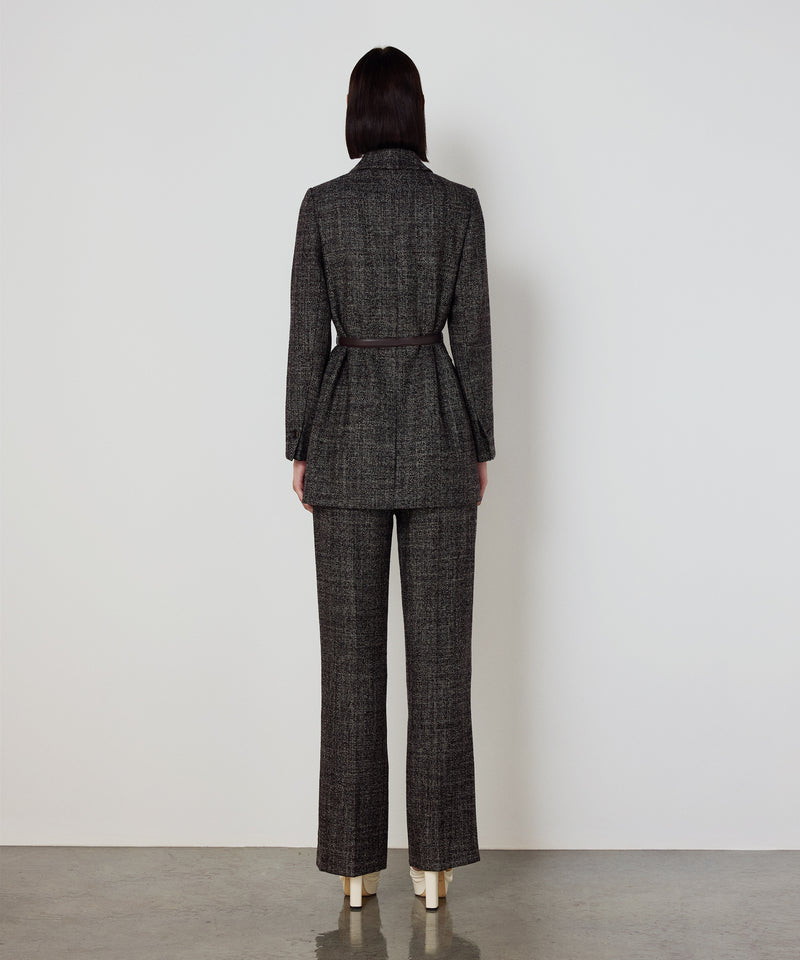 Machka Belted Wool Blazer Dark Brown