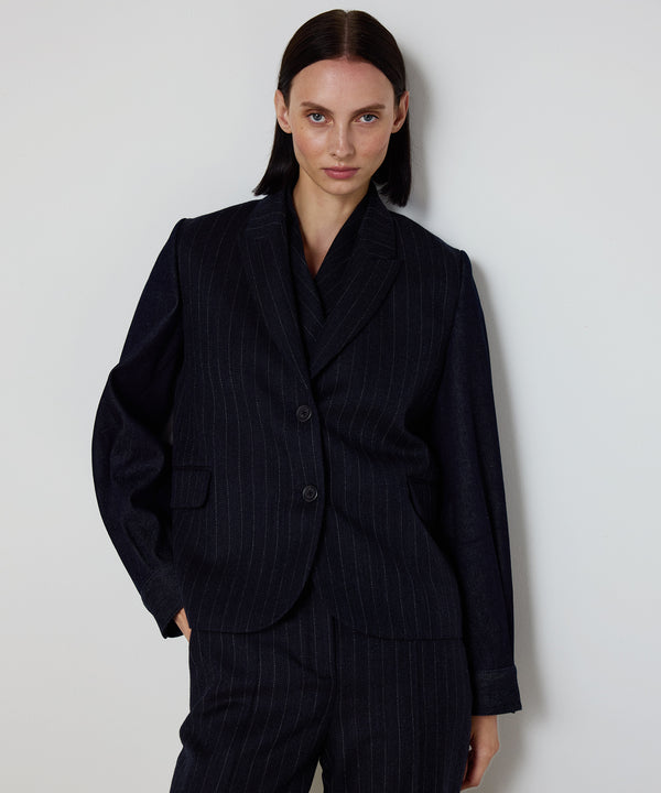 Machka Denim-Mix Wool Jacket Navy