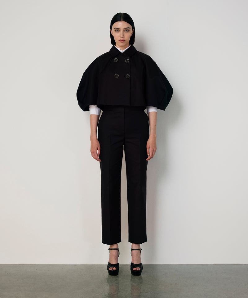 Machka Crystal-Button Balloon-Sleeve Jacket Black