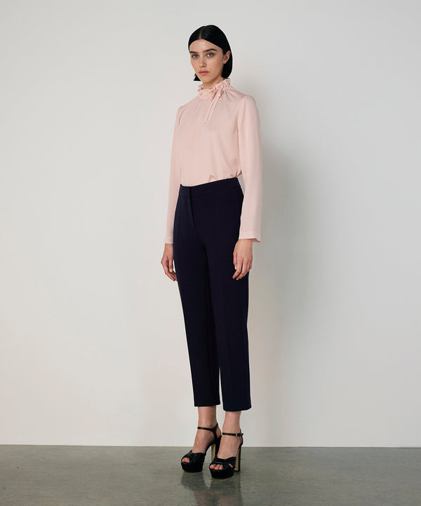 Machka Silk Blouse With Tie Collar Powder