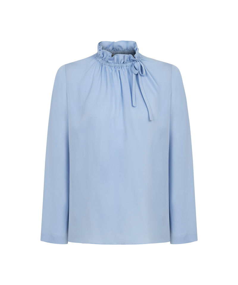 Machka Silk Blouse With Tie Collar Blue