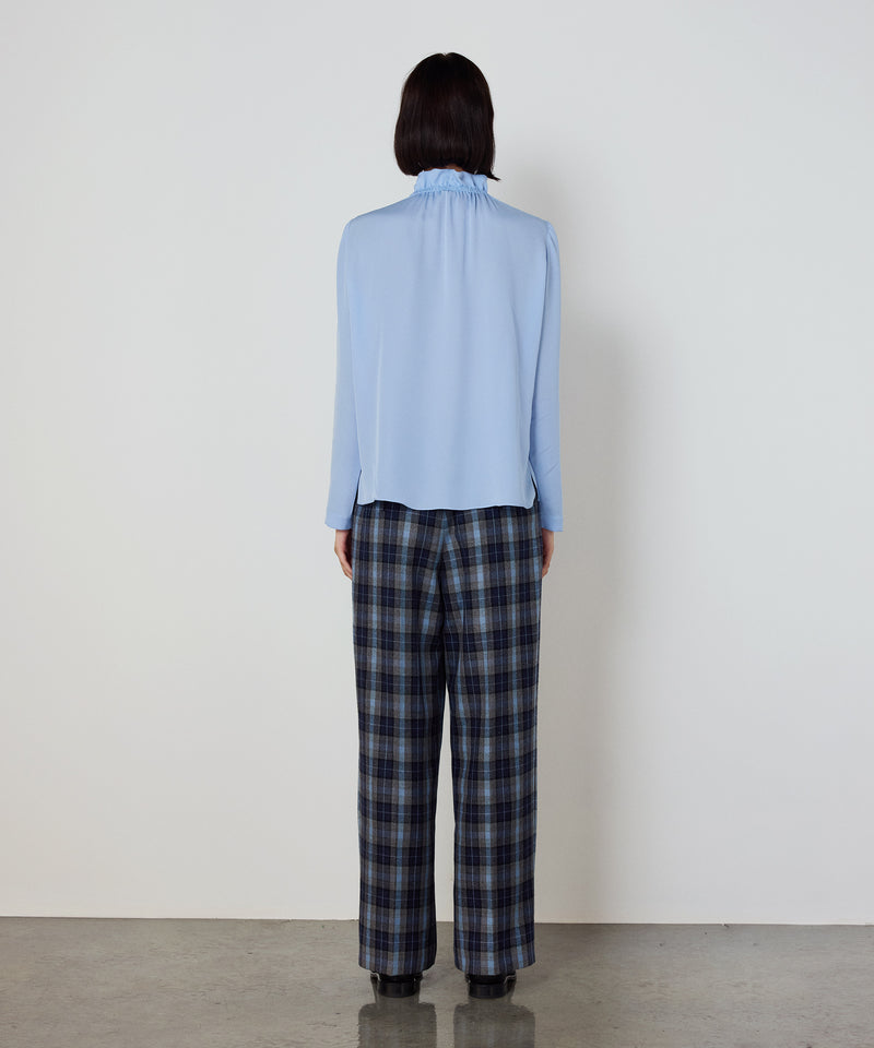 Machka Silk Blouse With Tie Collar Blue