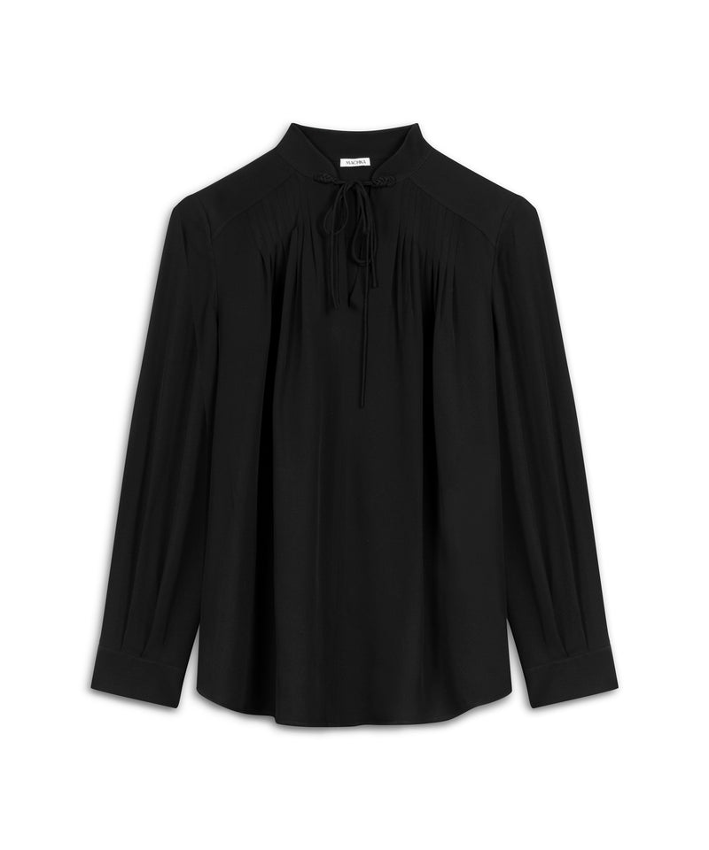 Machka Tie-Neck Silk Blouse Black