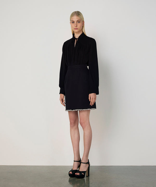Machka Tie-Neck Silk Blouse Black