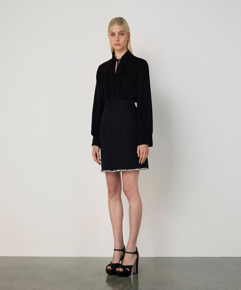 Machka Tie-Neck Silk Blouse Black