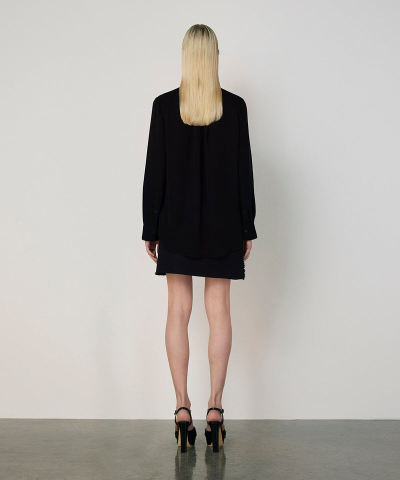 Machka Tie-Neck Silk Blouse Black