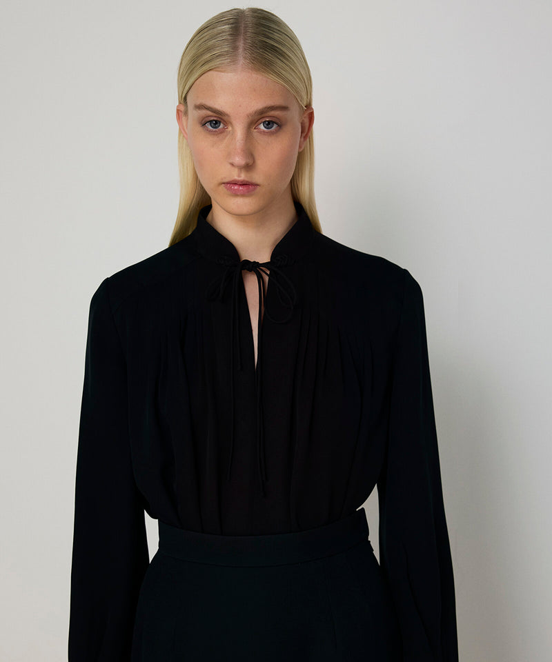 Machka Tie-Neck Silk Blouse Black