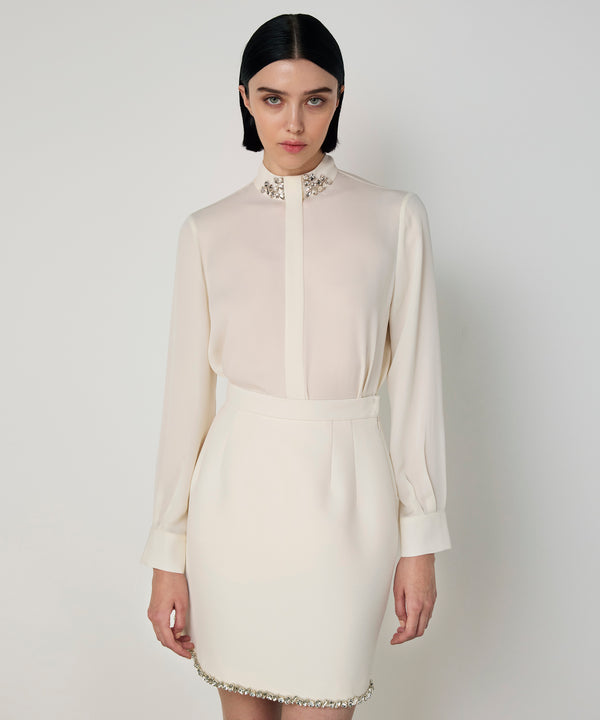 Machka Blouse With Strass Stone Embellishments Ecru