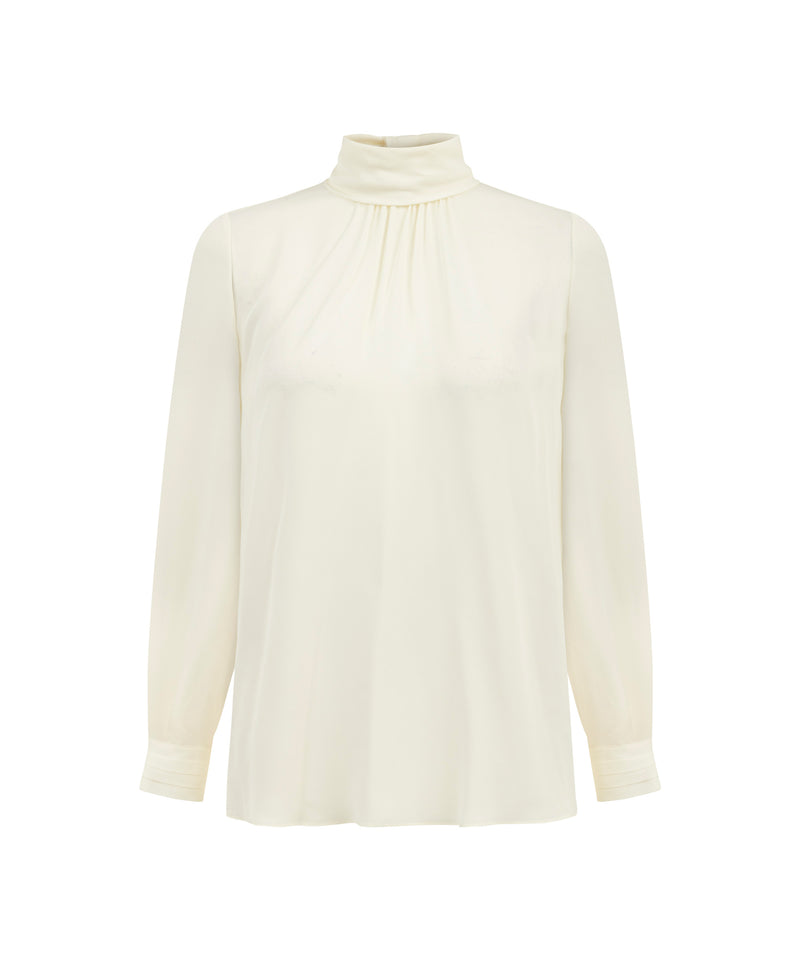 Machka Tie-Neck Silk Blouse Ecru