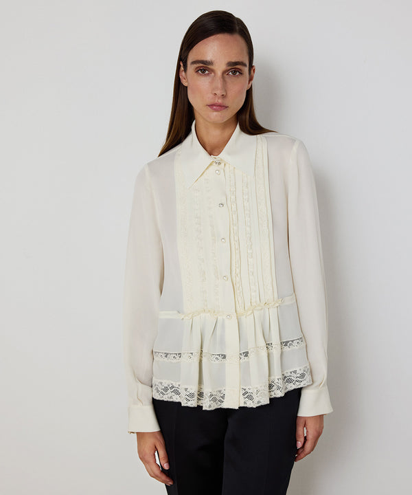 Machka Silk Blouse With Mixed Buttons Ecru