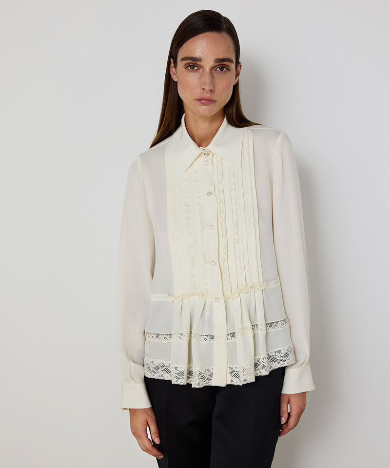 Machka Silk Blouse With Mixed Buttons Ecru