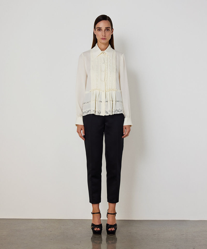 Machka Silk Blouse With Mixed Buttons Ecru