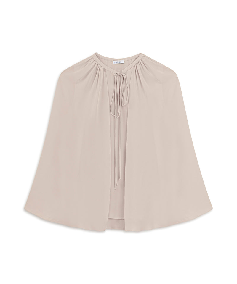 Machka Cape-Effect Silk Blouse Champagne