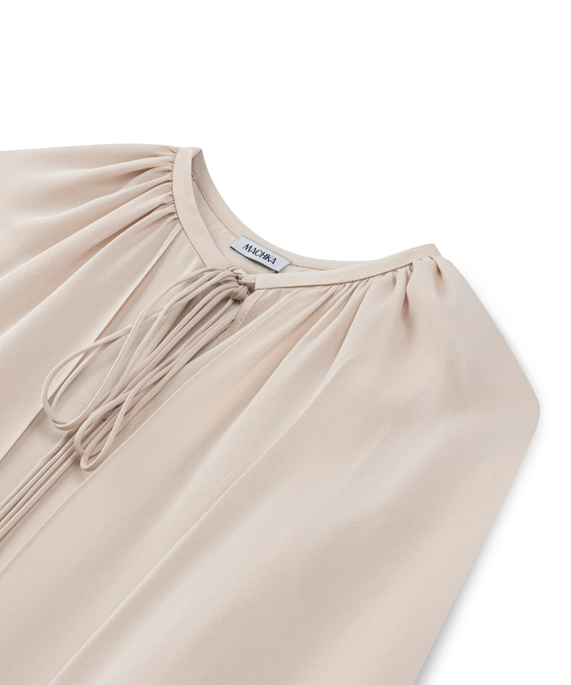 Machka Cape-Effect Silk Blouse Champagne