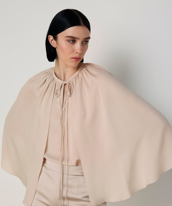 Machka Cape-Effect Silk Blouse Champagne