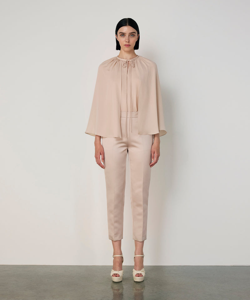 Machka Cape-Effect Silk Blouse Champagne