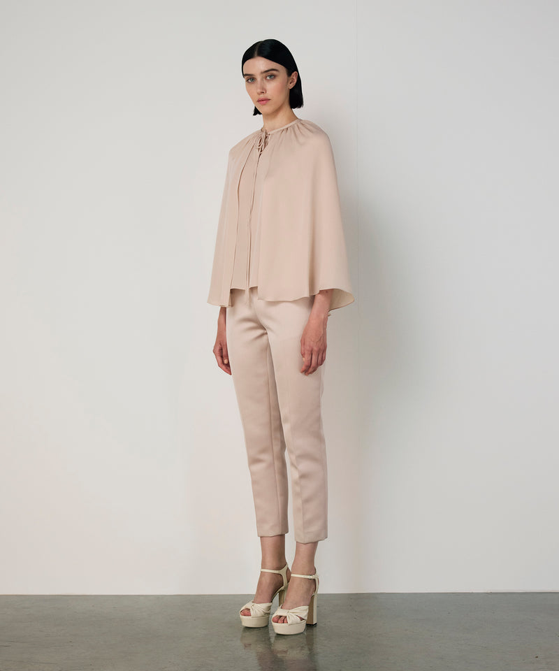 Machka Cape-Effect Silk Blouse Champagne