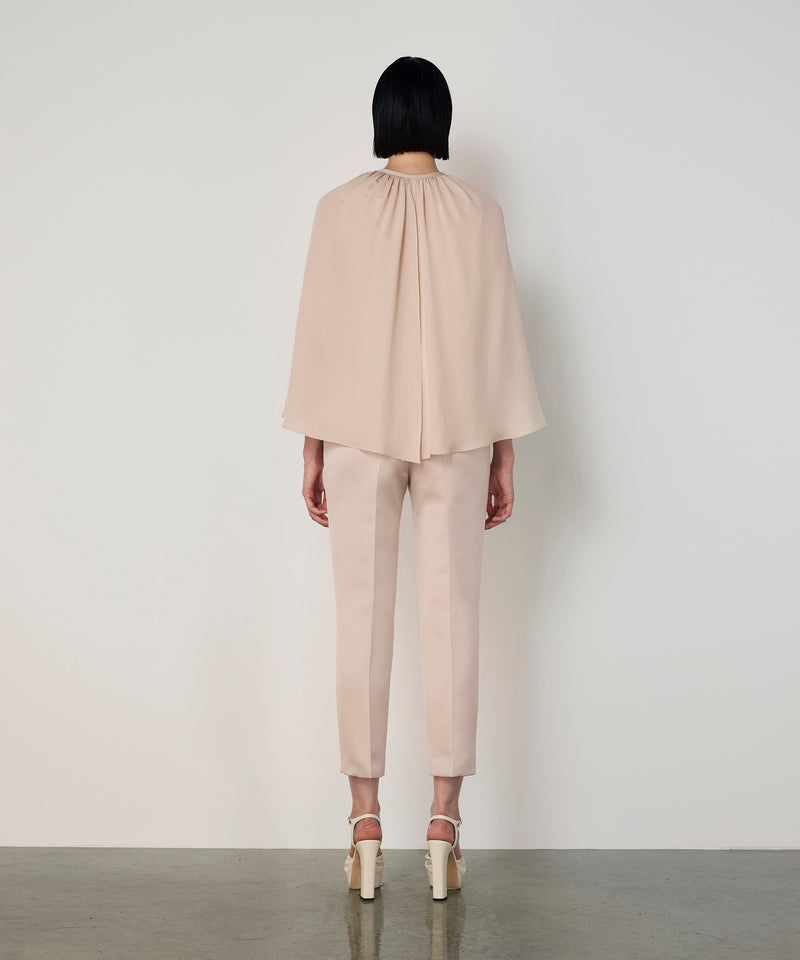 Machka Cape-Effect Silk Blouse Champagne