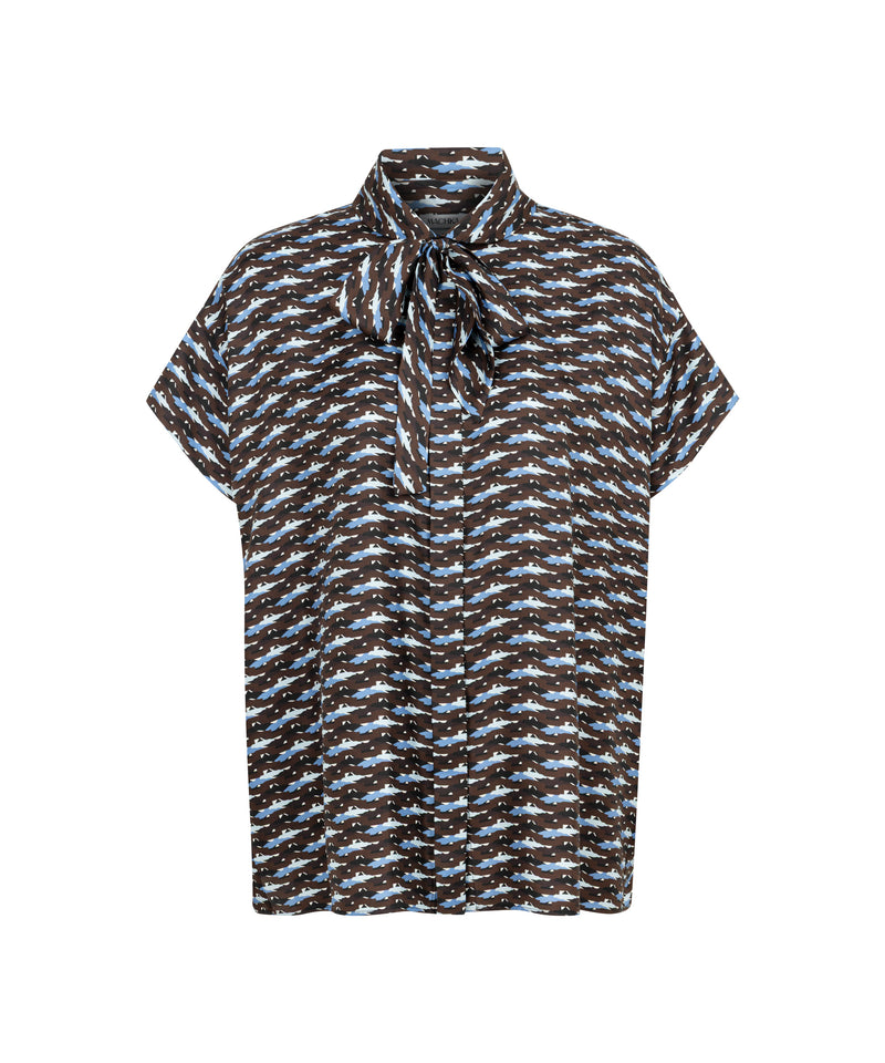 Machka Abstract Print Silk Blouse Brown