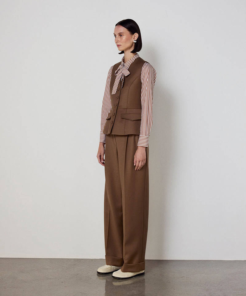 Machka V-Neck Vest Dark Beige