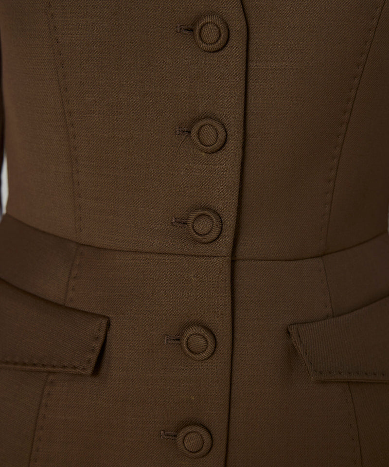 Machka V-Neck Vest Dark Beige