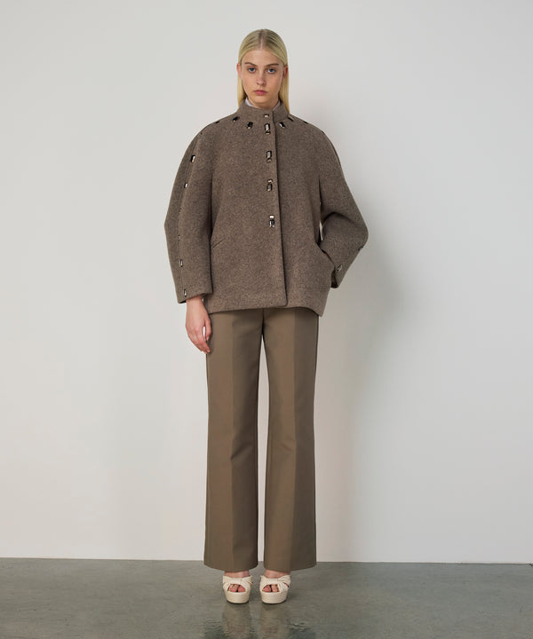 Machka Coat With Mixed Metal Accessories Marling Blue