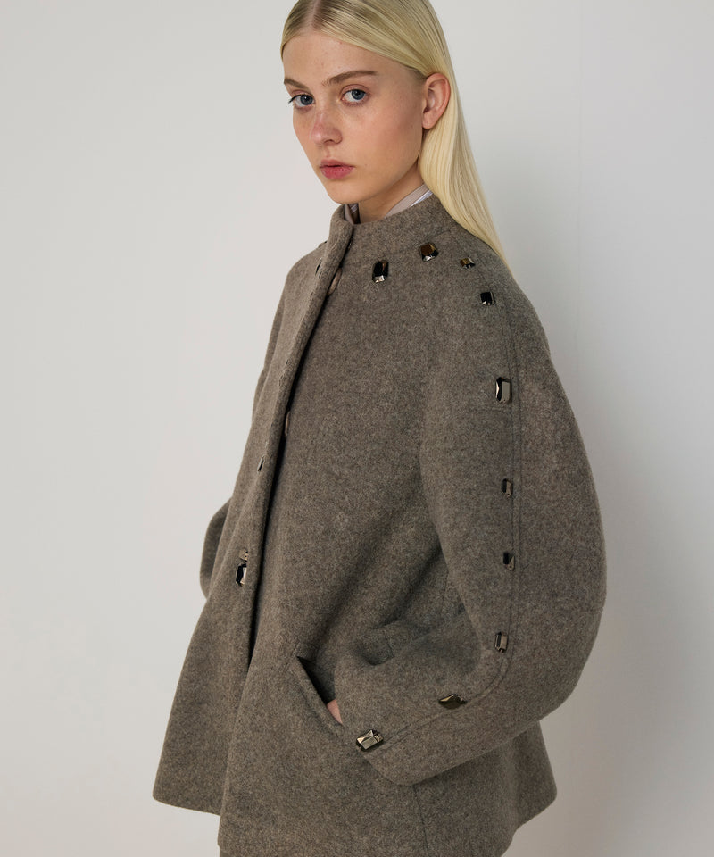 Machka Coat With Mixed Metal Accessories Marling Blue