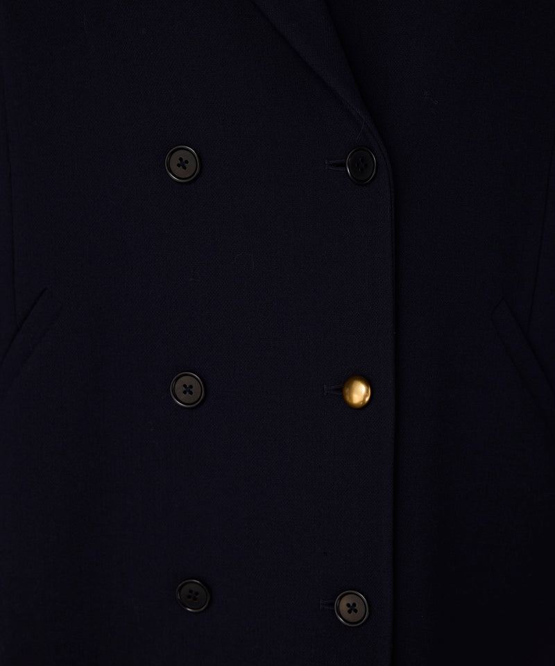 Machka Mixed Button Wool Coat Navy
