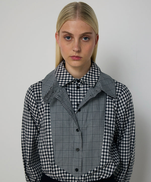 Machka Pattern Mix Poplin Shirt Black
