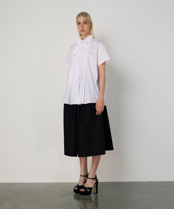 Machka Tie-Neck Pintuck Shirt White