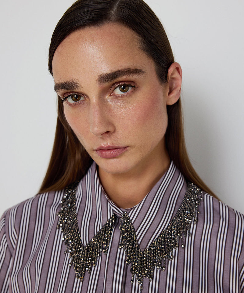 Machka Embellished Poplin Shirt Brown