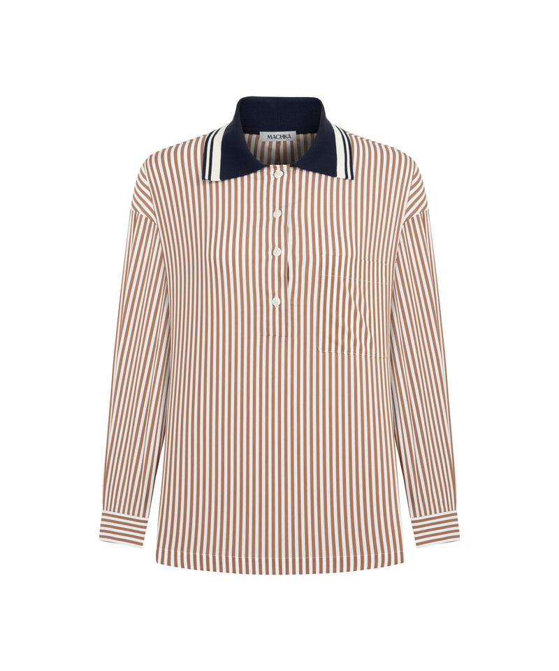 Machka Striped Color Block Shirt Cinnamon