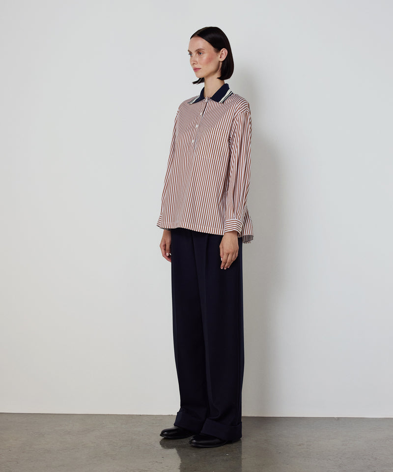 Machka Striped Color Block Shirt Cinnamon